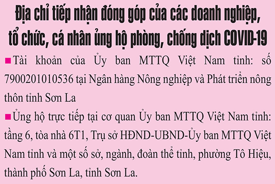 Các doanh nghiệp, tổ chức, cá nhân ủng hộ phòng, chống dịch COVID-19 tại Ủy ban MTTQ Việt Nam tỉnh